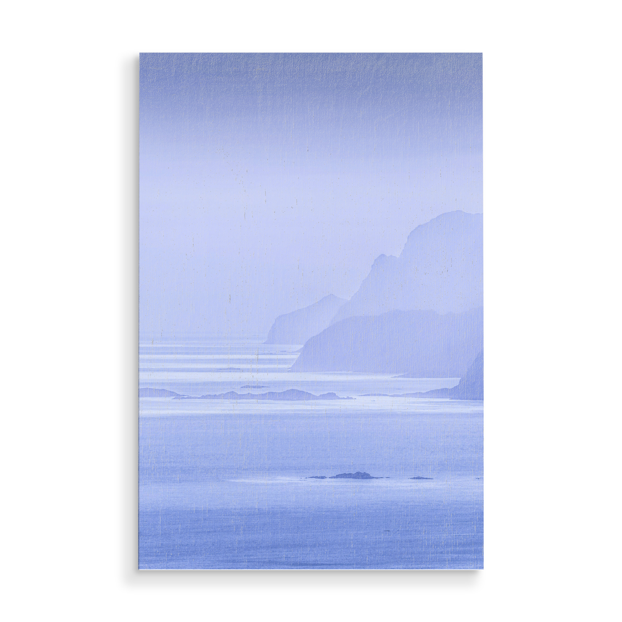 Holzbild "Distance" artboxONE - Natur,Reise - Inseln,Norwegen,Islands,Norway,Mountains,Sea,Water,Wasser,Meer,Landscape,Landschaft,Berge,Nature,Natur