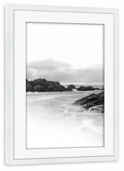 Poster mit Rahmen weiß "Around the Rocks B&W" artboxONE - Natur,Schwarzweiß