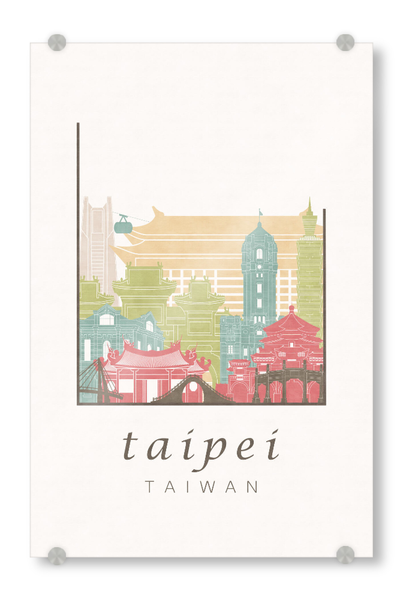 Acrylglasbild "Taipei skyline pastel" artboxONE - Städte,Architektur