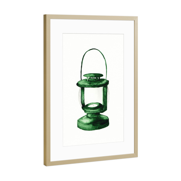 Poster mit Rahmen Gold "Green stormlamp" artboxONE - Reise / Strand und Meer