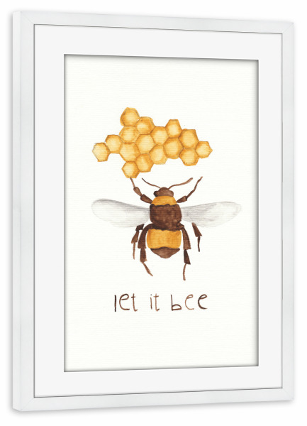 Poster mit Rahmen weiß "The bee" artboxONE - Typografie,Natur