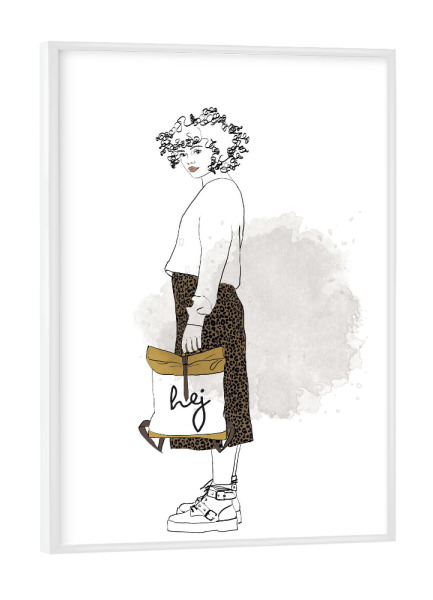 Poster mit weißem Rahmen "Hej hej" artboxONE - Typografie,Menschen,Fashion