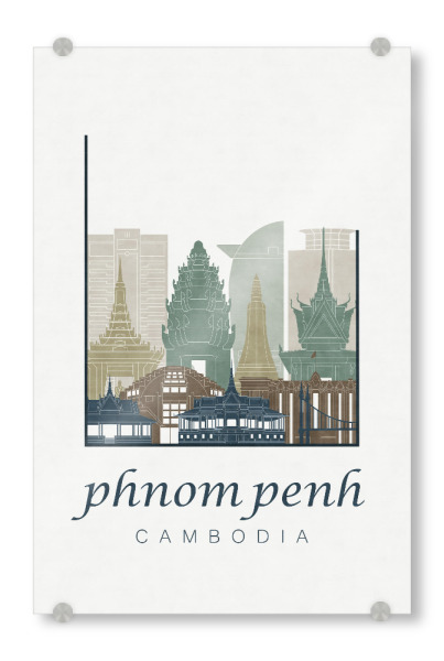 Acrylglasbild "Phnom Penh skyline light blue" artboxONE - Städte,Architektur