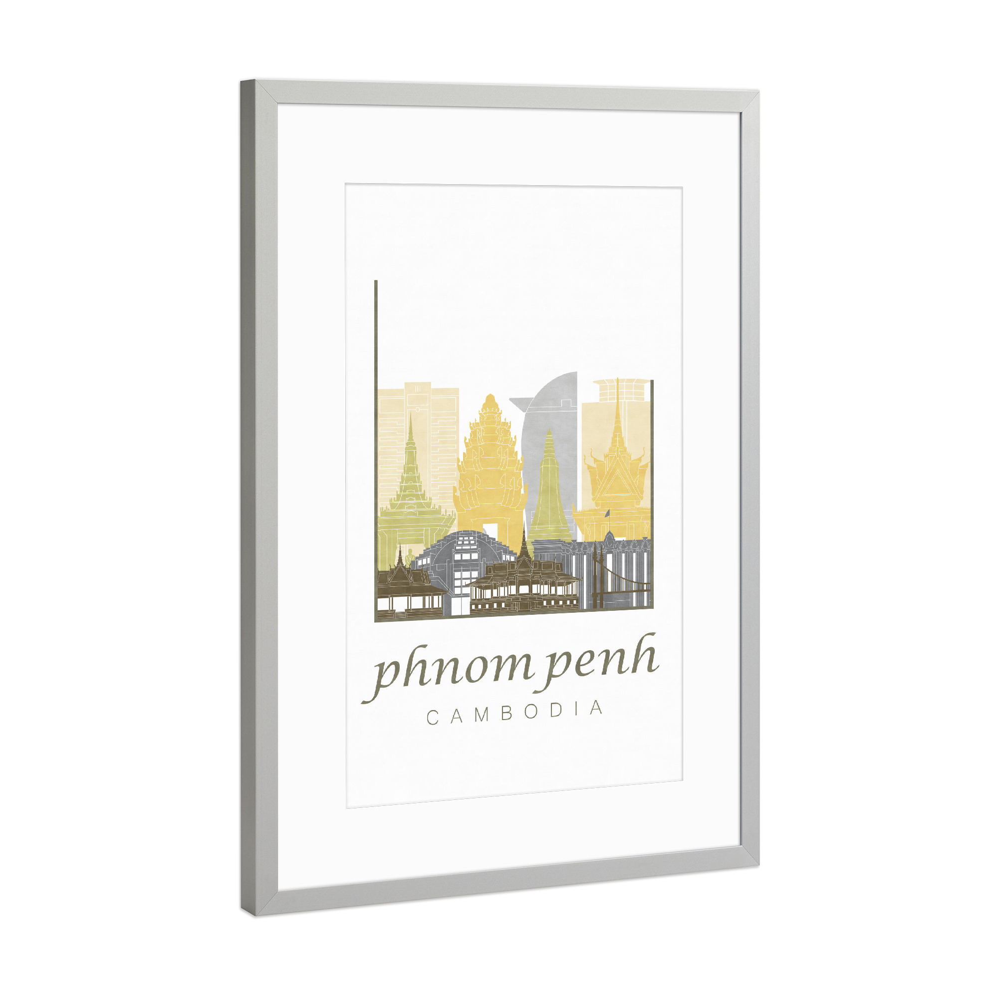 Poster mit Rahmen Silber "Phnom Penh skyline desert" artboxONE - Städte,Architektur