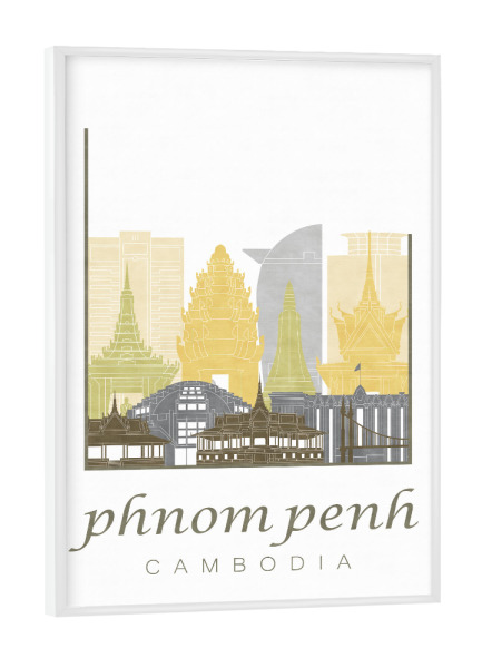 Poster mit weißem Rahmen "Phnom Penh skyline desert" artboxONE - Städte,Architektur