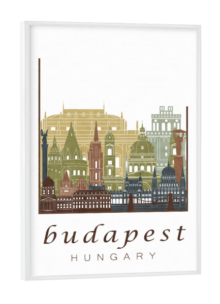 Poster mit weißem Rahmen "Budapest skyline light brown" artboxONE - Städte,Architektur,Städte / Budapest