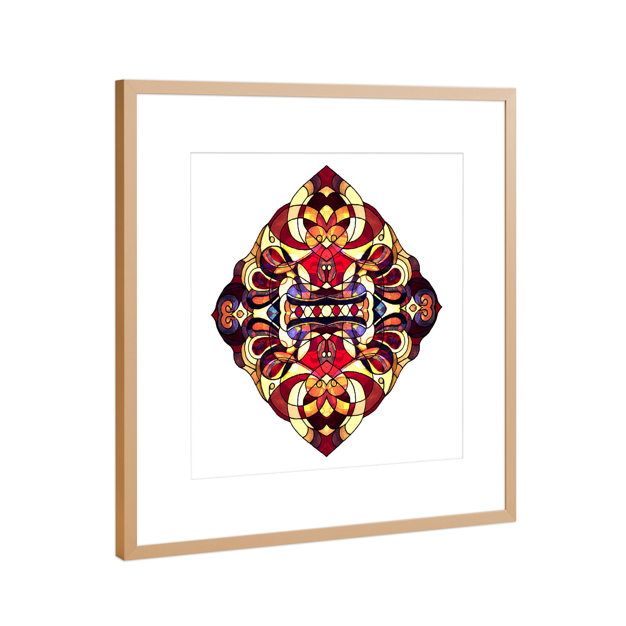 Poster mit Rahmen Kupfer "Herzmanege" artboxONE - Abstrakt,Geometrie - Muster,Pattern,Deko,Wandschmuck,Herz,Mandala,Abstract,Abstrakt