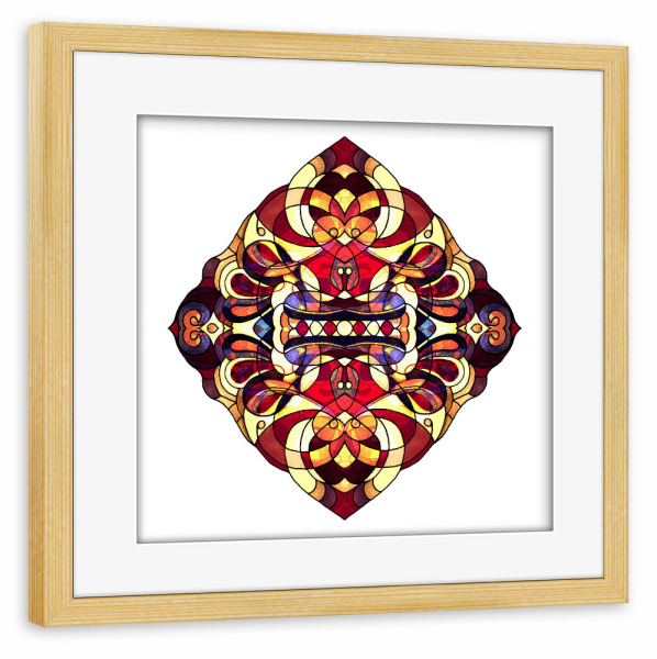 Poster mit Rahmen kiefer "Herzmanege" artboxONE - Abstrakt,Geometrie - Muster,Pattern,Deko,Wandschmuck,Herz,Mandala,Abstract,Abstrakt