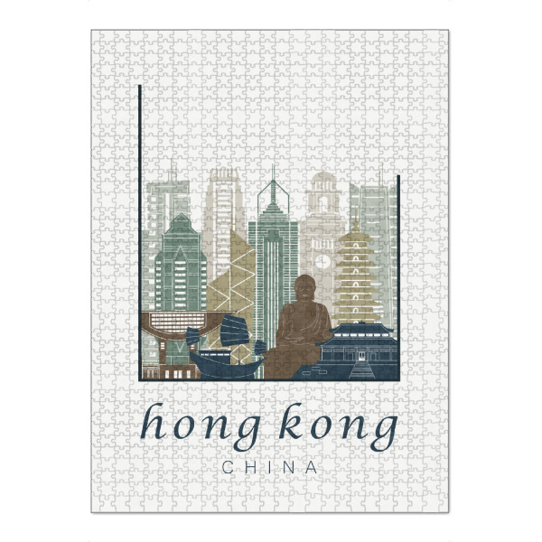 Puzzle Ravensburger "Hong Kong skyline light blue" artboxONE - Städte,Architektur
