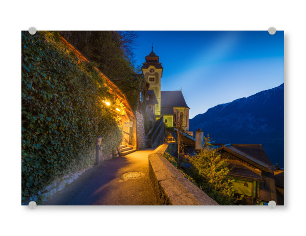 Acrylglasbild "Pfarrkirche in Hallstatt" artboxONE - Städte,Reise