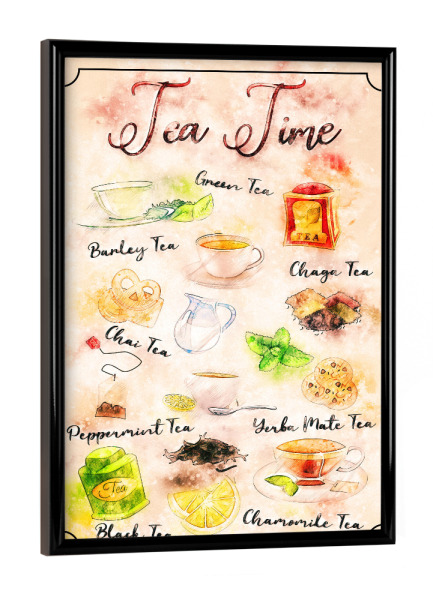 Poster mit schwarzem Rahmen "Zeit für Tee" artboxONE - Essen & Trinken