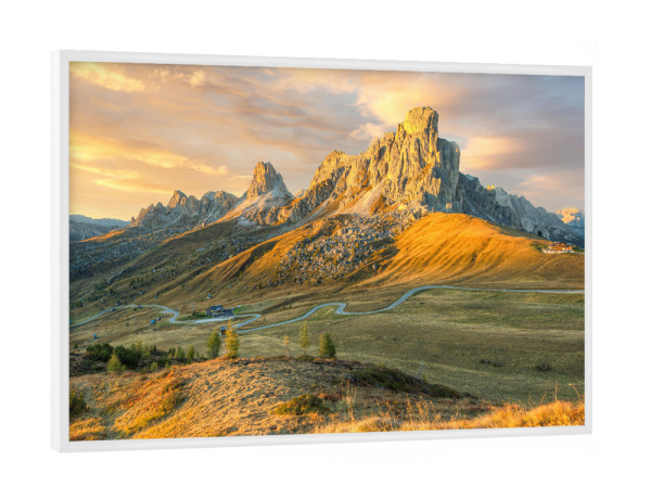 Poster mit weißem Rahmen "Monte Nuvolau am Passo di Giau" artboxONE - Natur,Reise,Reise / Länder
