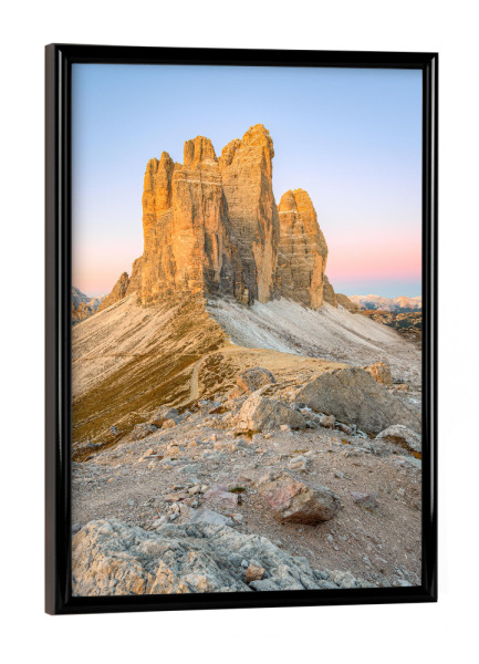 Poster mit schwarzem Rahmen "Drei Zinnen und Paternsattel" artboxONE - Städte,Natur,Reise,Reise / Länder