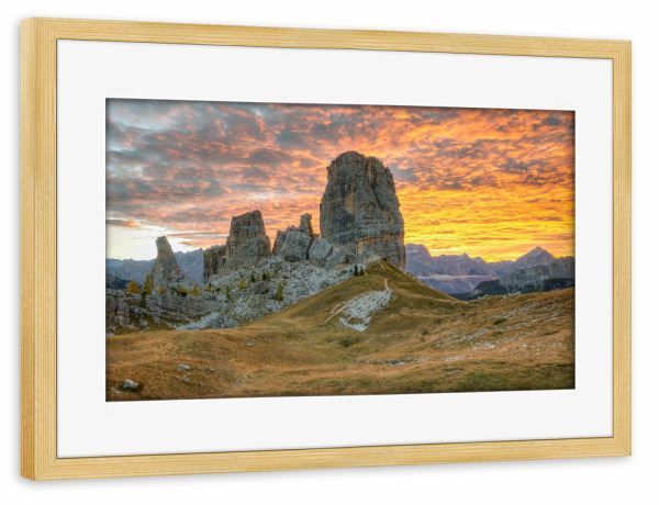 Poster mit Rahmen kiefer "Cinque Torri" artboxONE - Natur,Reise,Reise / Länder