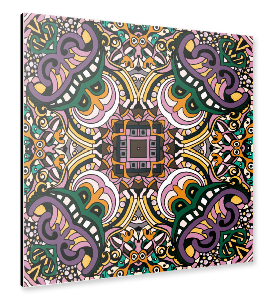 Alu-Dibond "Tibet lila gelb braun" 30x30 cm artboxONE