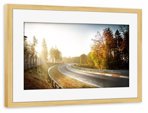 Poster mit Rahmen kiefer "Guten Morgen Rennstrecke" artboxONE - Natur,Sport / Motorsport