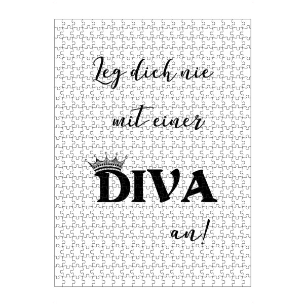 Puzzle Ravensburger "Diva Spruch" artboxONE - Typografie,Schwarzweiß - Diva,Model,Drag,Queen,Königin,Typo,Typografie,Typography - Bild diva