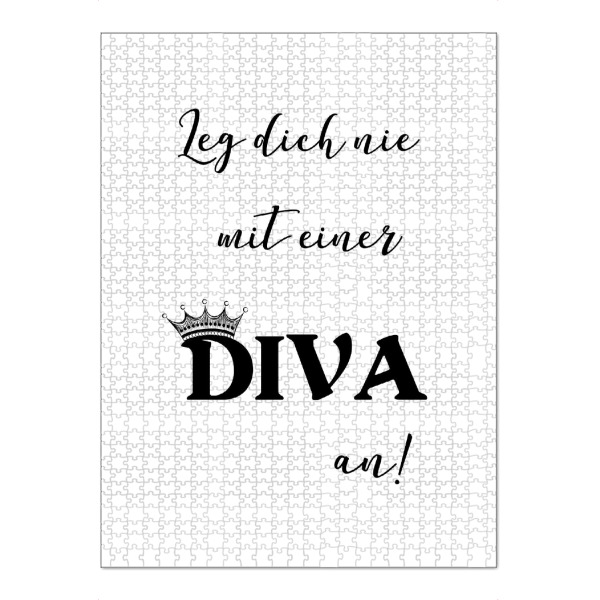 Puzzle Ravensburger "Diva Spruch" artboxONE - Typografie,Schwarzweiß - Diva,Model,Drag,Queen,Königin,Typo,Typografie,Typography - Bild diva