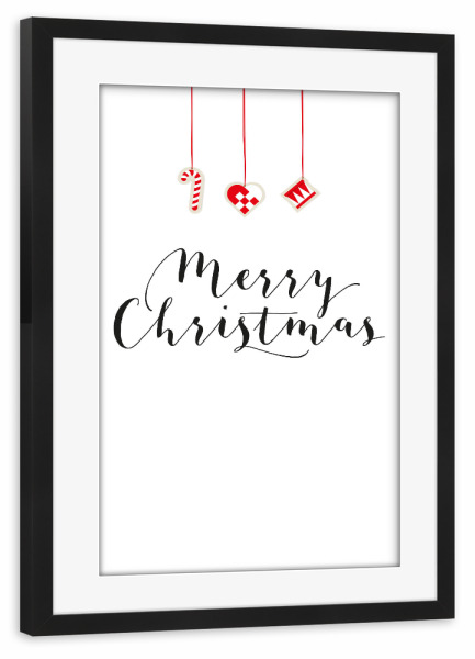 Poster mit Rahmen schwarz "Christmas decoration with greeting" artboxONE - Typografie,Für Kinder,Weihnachten