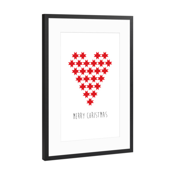 Poster mit Rahmen Schwarz (Metallic) "Christmas heart made of stars" artboxONE - Geometrie,Liebe,Weihnachten