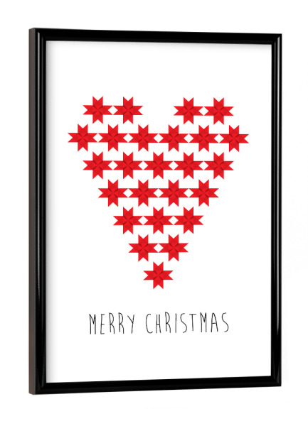Poster mit schwarzem Rahmen "Christmas heart made of stars" artboxONE - Geometrie,Liebe,Weihnachten