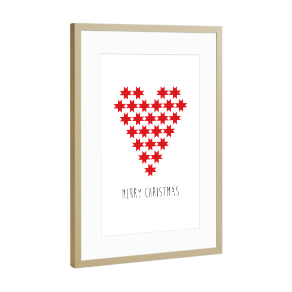 Poster mit Rahmen Gold "Christmas heart made of stars" artboxONE - Geometrie,Liebe,Weihnachten