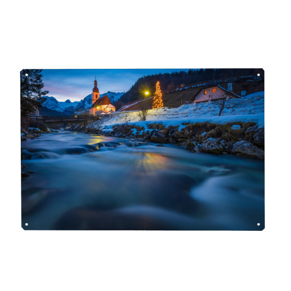 Holzbild "Winter in Ramsau" artboxONE - Städte,Reise - Berchtesgaden,Bergsteigerdorf,Schnee,Alpen,Berge,Bayern,Deutschland,Germany,Alps,Snow