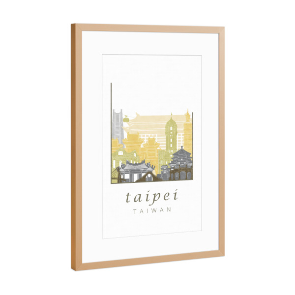 Poster mit Rahmen Kupfer "Taipei skyline desert" artboxONE - Städte,Architektur