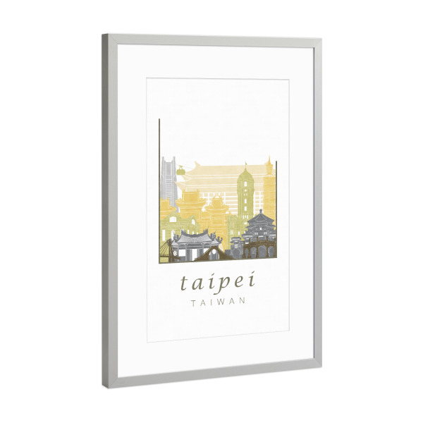 Poster mit Rahmen Silber "Taipei skyline desert" artboxONE - Städte,Architektur