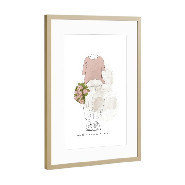Poster mit Rahmen Gold "My lovely rose" artboxONE - Typografie,Floral,Fashion