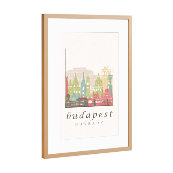 Poster mit Rahmen Kupfer "Budapest skyline pastel" artboxONE - Städte,Architektur,Städte / Budapest