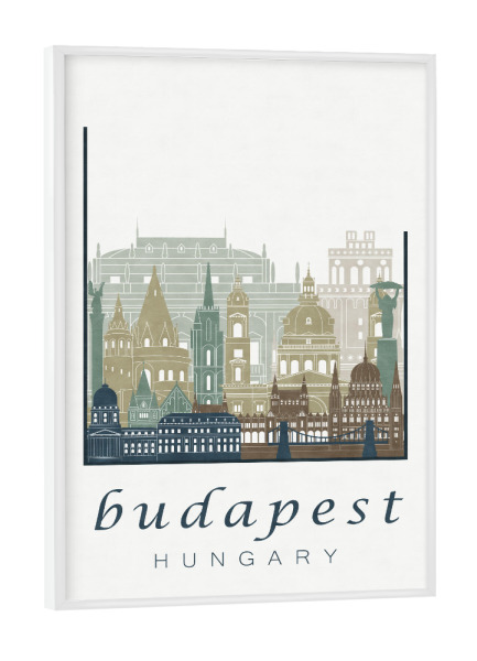 Poster mit weißem Rahmen "Budapest skyline light blue" artboxONE - Architektur,Städte / Budapest