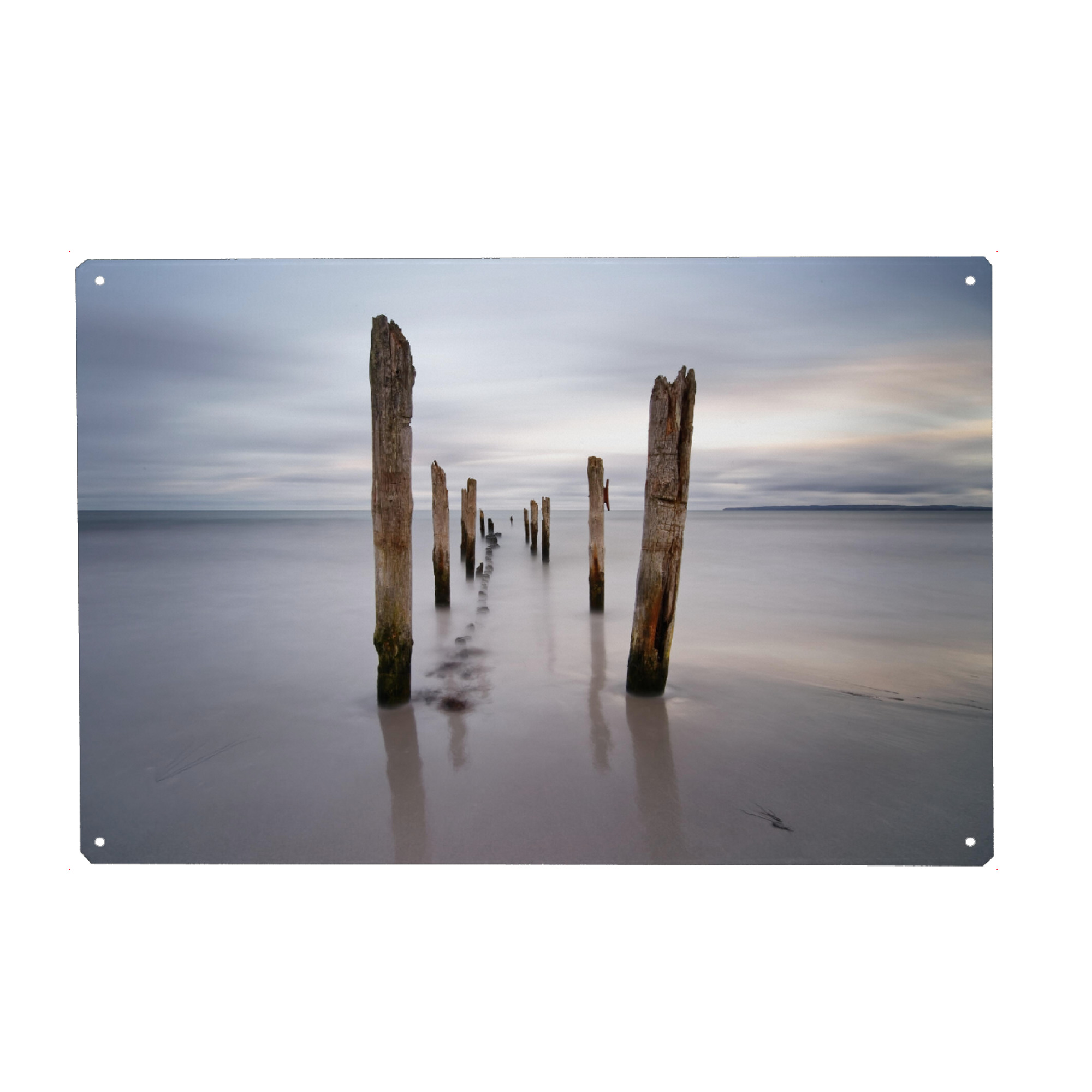 Metall Poster "Holzstangen am Ostseestrand" artboxONE - Natur,Reise / Strand und Meer