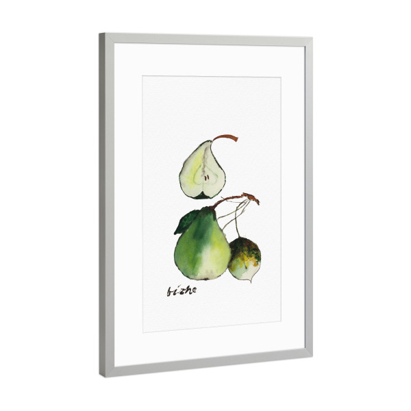 Poster mit Rahmen Silber "Eine Birne" artboxONE - Natur