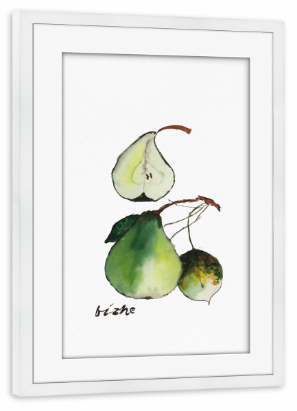 Poster mit Rahmen weiß "Eine Birne" artboxONE - Natur