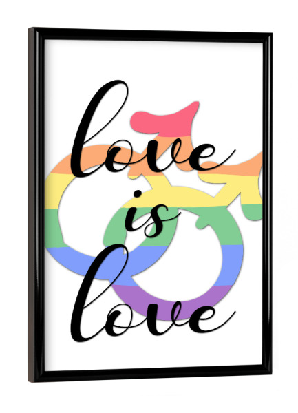 Poster mit schwarzem Rahmen "Liebe ist Liebe - Mann-Männer" artboxONE - Typografie,Schwarzweiß,Liebe