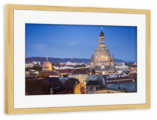 Poster mit Rahmen kiefer "Frauenkirche Dresden" artboxONE - Städte,Reise,Architektur,Städte / Dresden