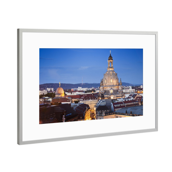 Poster mit Rahmen Silber "Frauenkirche Dresden" artboxONE - Städte,Reise,Architektur,Städte / Dresden