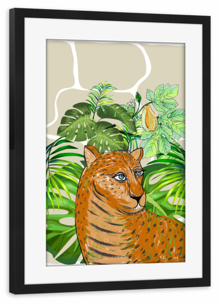 Poster mit Rahmen schwarz "Wild cat" artboxONE - Reise,Floral,Für Kinder,Tiere,Abstrakt
