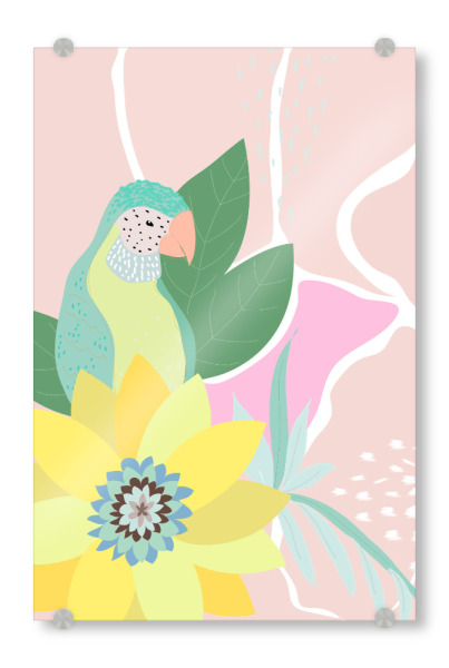Acrylglasbild "Tropical friends" artboxONE - Natur,Floral,Für Kinder,Tiere,Abstrakt