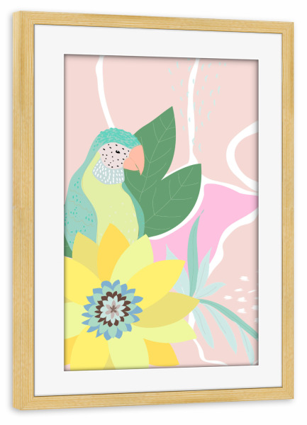 Poster mit Rahmen kiefer "Tropical friends" artboxONE - Natur,Floral,Für Kinder,Tiere,Abstrakt
