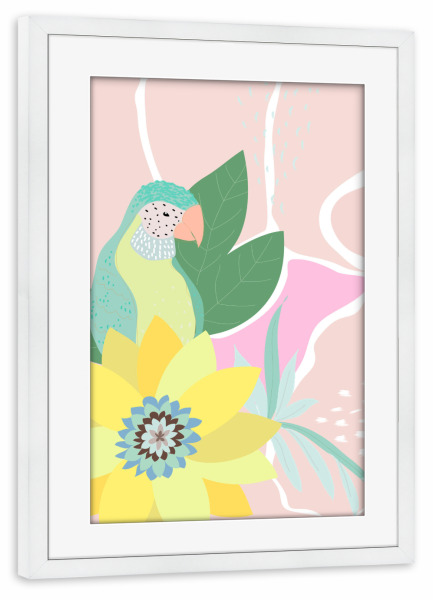 Poster mit Rahmen weiß "Tropical friends" artboxONE - Natur,Floral,Für Kinder,Tiere,Abstrakt