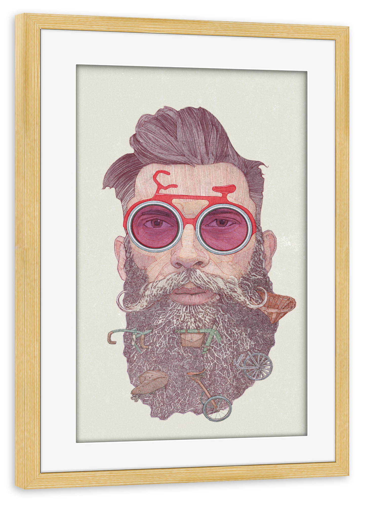 Poster mit Rahmen kiefer "Hipster Dude" artboxONE - Menschen