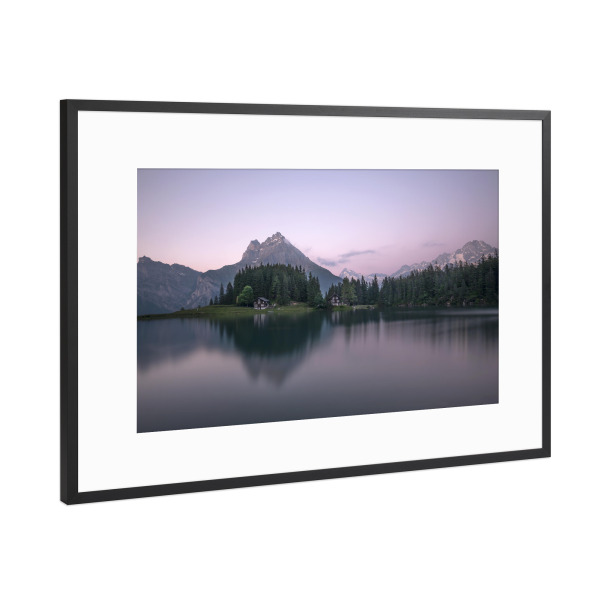 Poster mit Rahmen Schwarz (Metallic) "Abendstimmung am Arnisee" artboxONE - Natur