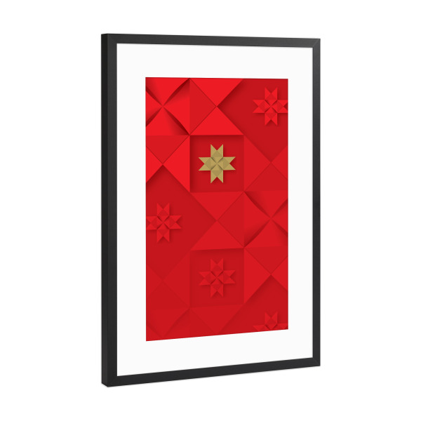 Poster mit Rahmen Schwarz (Metallic) "Christmas star - leading, red" artboxONE - Geometrie,Weihnachten
