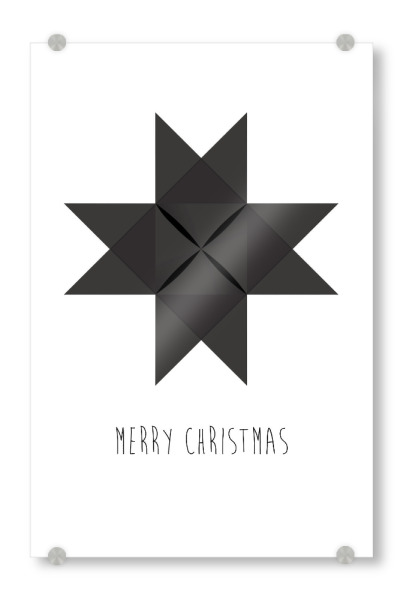 Acrylglasbild "Christmas star, black" artboxONE - Typografie,Schwarzweiß,Geometrie,Weihnachten