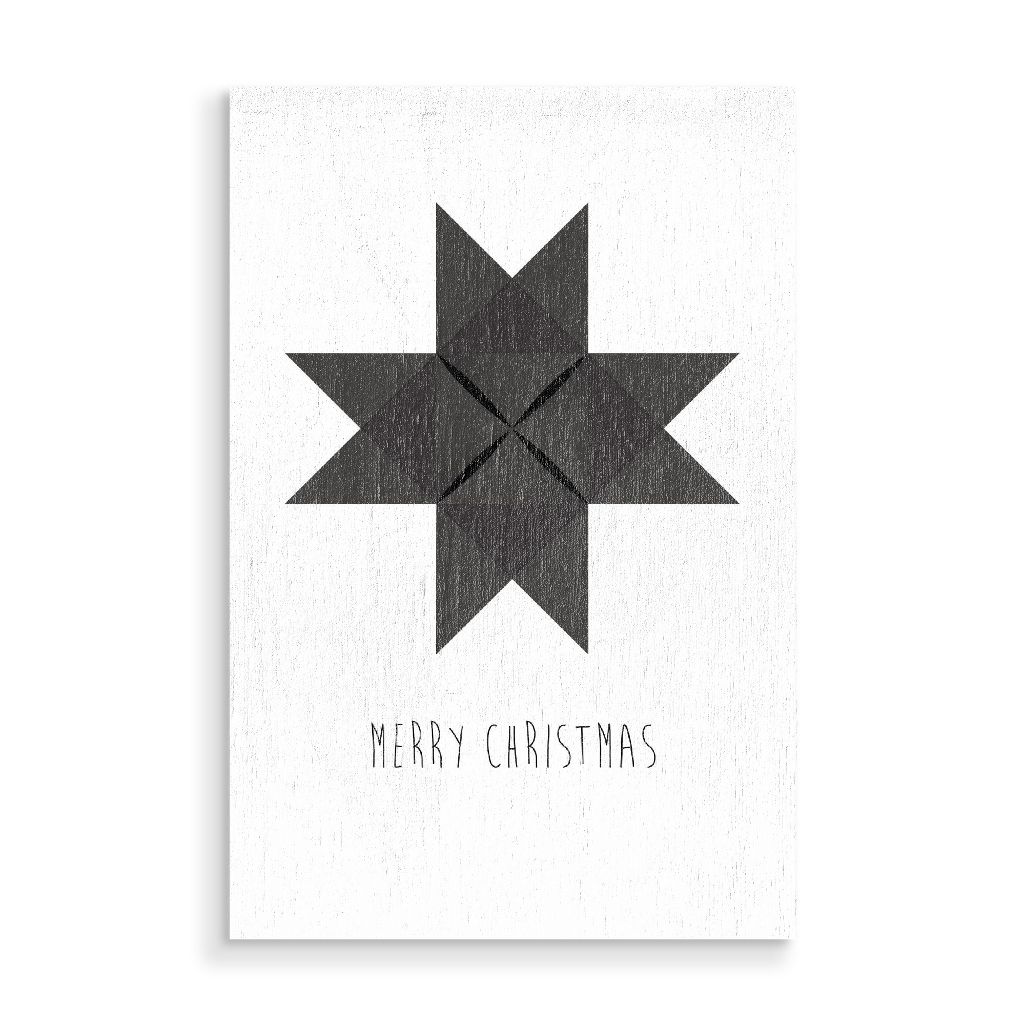 Holzbild "Christmas star, black" artboxONE - Typografie,Schwarzweiß,Geometrie,Weihnachten