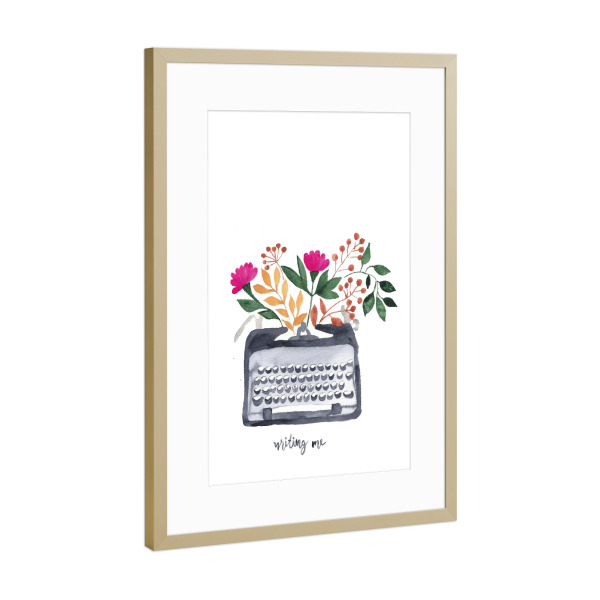 Poster mit Rahmen Gold "Write me now" artboxONE - Typografie,Natur,Floral