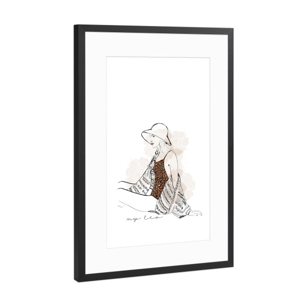 Poster mit Rahmen Schwarz (Metallic) "My leo bathsuit" artboxONE - Typografie,Menschen,Fashion