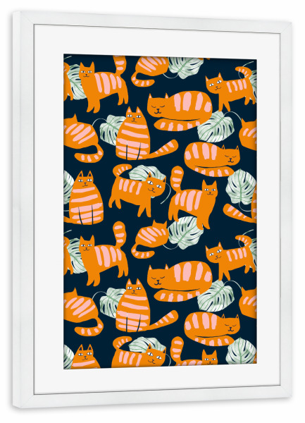 Poster mit Rahmen weiß "Whimsicat" artboxONE - Tiere